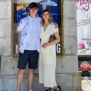 Urban Outfitters Cream Wrap Dress